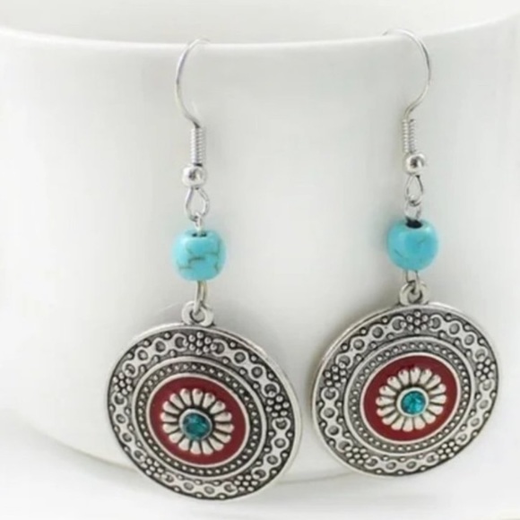 NEW Boutique Silver Drop Western Boho Style Earrings - Picture 3 of 12